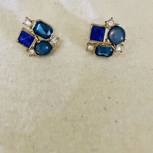 Banana Republic Blue and Gold Geometric Earrings
